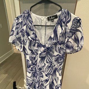 lulus blue white pattern dress size xs